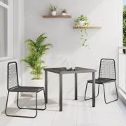 vidaXL Trädgårdsmöbelset 3 pcs Svart Poly rattan