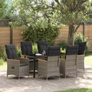 vidaXL Trädgårdsmöbelset med kudde 7 pcs Grå Poly rattan