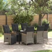 vidaXL Trädgårdsmöbelset med kudde 7 pcs Grå Poly rattan