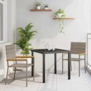 vidaXL Trädgårdsmöbelset 3 pcs Grå Poly rattan