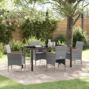 vidaXL Trädgårdsmöbelset med kudde 5 pcs Grå Poly rattan