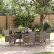vidaXL Trädgårdsmöbelset med kudde 7 pcs Grå Poly rattan
