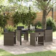 vidaXL Trädgårdsmöbelset med kudde Hopfällbar 5 pcs Grå Poly rattan