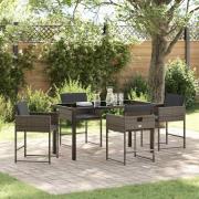 vidaXL Trädgårdsmöbelset med kudde 5 pcs Grå Poly rattan