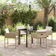 vidaXL Trädgårdsmöbelset med kudde 5 pcs Beige Poly rattan