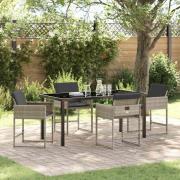 vidaXL Trädgårdsmöbelset med kudde 5 pcs Ljusgrå Poly rattan