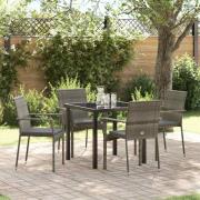 vidaXL Trädgårdsmöbelset med kudde 5 pcs Grå Poly rattan