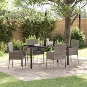 vidaXL Trädgårdsmöbelset med kudde 5 pcs Grå Poly rattan