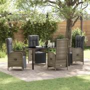 vidaXL Trädgårdsmöbelset med kudde 5 pcs Grå Poly rattan