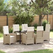 vidaXL Trädgårdsmöbelset 7 pcs Beige konstrotting
