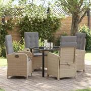 vidaXL Trädgårdsmöbelset 5 pcs Beige konstrotting