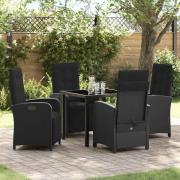 vidaXL Trädgårdsmöbelset 5 pcs Svart konstrotting