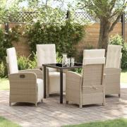 vidaXL Trädgårdsmöbelset 5 pcs Beige konstrotting