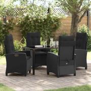 vidaXL Trädgårdsmöbelset 5 pcs Svart konstrotting
