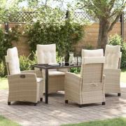 vidaXL Trädgårdsmöbelset 5 pcs Beige konstrotting