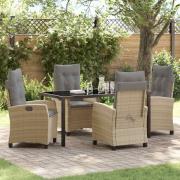 vidaXL Trädgårdsmöbelset med kudde 5 pcs Beige konstrotting