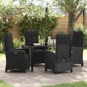 vidaXL Trädgårdsmöbelset 5 pcs Svart konstrotting