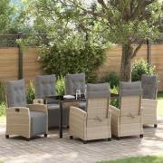 vidaXL Trädgårdsmöbelset 7 pcs Beige konstrotting