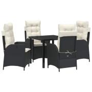 vidaXL Trädgårdsmöbelset 5 pcs Svart konstrotting
