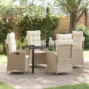 vidaXL Trädgårdsmöbelset 5 pcs Beige konstrotting