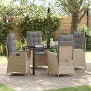 vidaXL Trädgårdsmöbelset 5 pcs Beige konstrotting