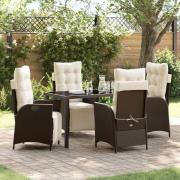 vidaXL Trädgårdsmöbelset 5 pcs Brun Poly rattan