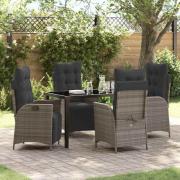 vidaXL Trädgårdsmöbelset 5 pcs Grå Poly rattan