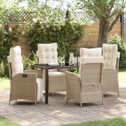 vidaXL Trädgårdsmöbelset 5 pcs Beige Poly rattan