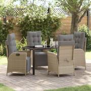 vidaXL Trädgårdsmöbelset 5 pcs Beige Poly rattan