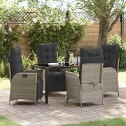 vidaXL Trädgårdsmöbelset 5 pcs Ljusgrå Poly rattan