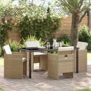 vidaXL Trädgårdsmöbelset 5 pcs Beige konstrotting