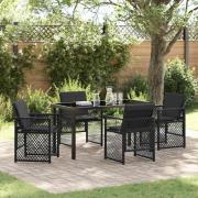 vidaXL Trädgårdsmöbelset 5 pcs Svart konstrotting