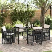vidaXL Trädgårdsmöbelset 5 pcs Svart Poly rattan