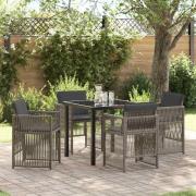 vidaXL Trädgårdsmöbelset 5 pcs Grå Poly rattan