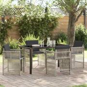 vidaXL Trädgårdsmöbelset 5 pcs Ljusgrå Poly rattan