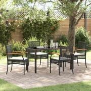 vidaXL Trädgårdsmöbelset 5 pcs Svart konstrotting
