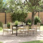 vidaXL Trädgårdsmöbelset 7 pcs Beige konstrotting