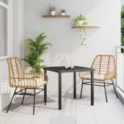 vidaXL Trädgårdsmöbelset 3 pcs Brun konstrotting