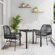 vidaXL Trädgårdsmöbelset 3 pcs Svart konstrotting