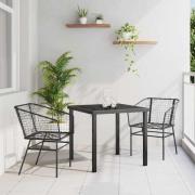 vidaXL Trädgårdsmöbelset 3 pcs Svart konstrotting