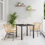 vidaXL Trädgårdsmöbelset 3 pcs Brun konstrotting