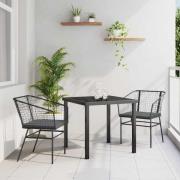 vidaXL Trädgårdsmöbelset 3 pcs Svart konstrotting