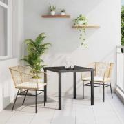 vidaXL Trädgårdsmöbelset 3 pcs Brun konstrotting