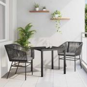 vidaXL Trädgårdsmöbelset 3 pcs Svart Poly rattan