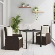 vidaXL Trädgårdsmöbelset 3 pcs Brun konstrotting