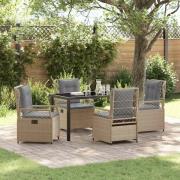 vidaXL Trädgårdsmöbelset 5 pcs Beige konstrotting