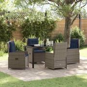 vidaXL Trädgårdsmöbelset 5 pcs Grå Poly rattan