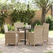 vidaXL Trädgårdsmöbelset 5 pcs Beige konstrotting
