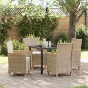vidaXL Trädgårdsmöbelset 5 pcs Beige konstrotting