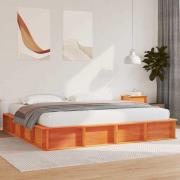 vidaXL Sängram Vaxbrun 180 x 200 cm Massiv furu